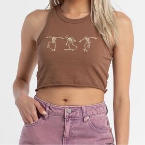 FULL TILT Skeleton Womens Brown Crop Tank Top